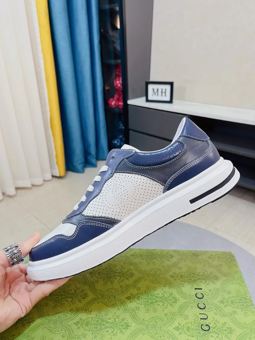 Men's shoes 💰458🌹🌹GUCCI [Gucci] New high-end men's shoes brand, the latest fashionable casual men's shoes, trendy and versatile style, relaxed and sporty style, uppers imported from Italy, first-layer cowhide embossed, genuine leather lining and ultra-fine workmanship. Original personalized fashionable rubber wear-resistant outsole, light and comfortable on the foot, size 38-44